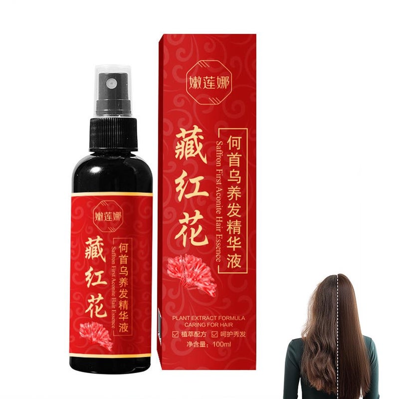 Tenderlena Saffron and Polygonum Multiflorum Essence Spray: Herbal Extracts Moisturize and Gently Condition Hair for Darkening Hair (100ml)